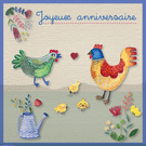 Anniversaire joyeux avec des poules color&eacute;es